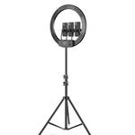 18 inch+3 Phone Clips Dimmable Color Temperature LED Ring Fill Light Live Broadcast Set With 2.1m Tripod Mount, CN Plug