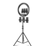 18 inch+6 Phone Clips Dimmable Color Temperature LED Ring Fill Light Live Broadcast Set With 2.1m Tripod Mount, CN Plug