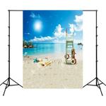 1.5m x 2.1m Simulation 3D Beach Seascape Coconut Tree Photo Photography Background Cloth(2945)