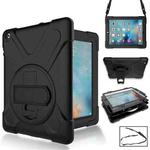 360 Degree Rotation Silicone Protective Cover with Holder and Hand Strap and Long Strap for iPad 2 / 3 / 4(Black)