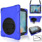 360 Degree Rotation Silicone Protective Cover with Holder and Hand Strap and Long Strap for iPad 2 / 3 / 4(Blue)
