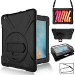 360 Degree Rotation Silicone Protective Cover with Holder and Hand Strap and Long Strap for iPad mini 1 / 2 / 3(Black)