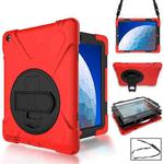 360 Degree Rotation Silicone Protective Cover with Holder and Hand Strap and Long Strap for iPad Pro Air 3 10.5 （2019）(Red)