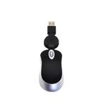 Mini Computer Mouse Retractable USB Cable Optical Ergonomic1600 DPI Portable Small Mice for Laptop(Black)