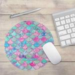 Watercolor Shiny Mermaid Scale Small Round Office Non-slip Mouse Pad, Size:22 × 22cm without Lock(Figure 2)