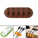 10 PCS Pasteable Five-hole TPR Wire Storage Organizer Data Cable Holder(Coffee)