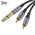 3m Gold Plated 6.35mm Jack to 2 x RCA Male Stereo Audio Cable