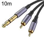 10m Gold Plated 6.35mm Jack to 2 x RCA Male Stereo Audio Cable