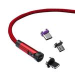 CC57 8 Pin + Type-C/USB-C + Micro USB Magnetic Interface Rotating Fast Charging Data Cable, Cbale Length: 1m(Red)