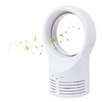 Bladeless Mini Fan Round Desktop Leafless Fan Air Cooling Fan Air Cooler, Style:EU Plug(White)