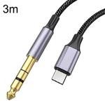 3m Gold Plated Type-C/USB-C Jack to 6.35mm Male Stereo Audio Cable