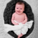 50x50cm New Born Baby Knitted Wool Blanket Newborn Photography Props Chunky Knit Blanket Basket Filler(Black)