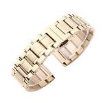 23mm Steel Bracelet Butterfly Buckle Five Beads Unisex Stainless Steel Solid Watch Strap, Color:Rose Gold
