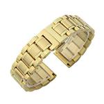 22mm Steel Bracelet Butterfly Buckle Five Beads Unisex Stainless Steel Solid Watch Strap, Color:Gold
