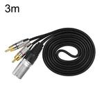 XLR Male To 2RCA Male Plug Stereo Audio Cable, Length:, Length:3m