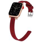 Nylon Canvas Beaded Watch Band For Apple Watch Series  6&SE&5&4 40mm / 3&2&1 38mm(Red)