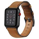 Vintage Oil Wax Cowhide Watch Band For Apple Watch Series 6&SE&5&4 40mm / 3&2&1 38mm(Yellow Brown)