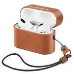 Wireless Earphone Protective Shell Leather Case Split Storage Box For Airpods Pro(Brown)