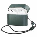 Wireless Earphone Protective Shell Leather Case Split Storage Box For Airpods Pro( Green)