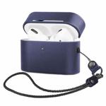 Wireless Earphone Protective Shell Leather Case Split Storage Box For Airpods Pro(Deep Blue)