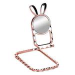 Metal Car Mobile Phone Folding Bracket Ring Buckle Paste Bracket,Style: Rabbit(Rose Gold)