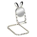 Metal Car Mobile Phone Folding Bracket Ring Buckle Paste Bracket,Style: Rabbit(Silver)