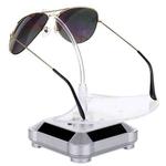 Solar 360 Degree Rotating Turntable Colorful Lights Glasses Display Stand(Silver)