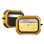Watercolor Print Flip Headphone Protective Cover for AirPods Pro(Yellow)