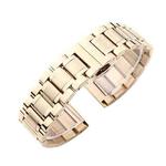17mm Steel Bracelet Butterfly Buckle Five Beads Unisex Stainless Steel Solid Watch Strap, Color:Rose Gold