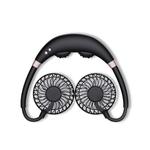 Lazy Portable Folding Massage Sports Mini Hanging Neck USB Charging Fan(Black)