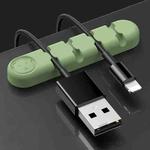 5 PCS 4 Holes Bear Silicone Desktop Data Cable Organizing And Fixing Device(Matcha Green)