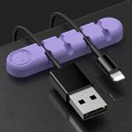 5 PCS 4 Holes Bear Silicone Desktop Data Cable Organizing And Fixing Device(Lilac Purple)