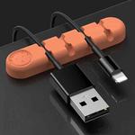 5 PCS 4 Holes Bear Silicone Desktop Data Cable Organizing And Fixing Device(Coral Orange)