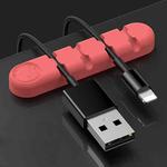 5 PCS 4 Holes Bear Silicone Desktop Data Cable Organizing And Fixing Device(Camellia Red)