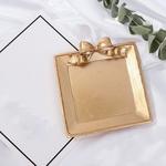 Vintage Resin Made Old Jewelry Earrings Tray Decorative Ornaments Photo Props, Style:Square(Gold)