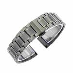 16mm Steel Bracelet Butterfly Buckle Five Beads Unisex Stainless Steel Solid Watch Strap, Color:Black