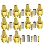 10pcs RP SMA Male Plug Connector Crimp For RG58 / LMR195 / RG142 / RG400