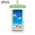 2 PCS Transparent Waterproof Cell Phone Case Swimming Cell Phone Bag Green