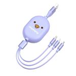 8 Pin + Micro USB + Type-C / USB-C Interface 3 in 1 Telescopic Storage Data Cable(Lavender)