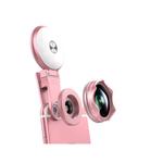 3 in 1 Wide Angle + Macro + Fill Light Mobile Phone SLR Camera Lens(Rose Gold)