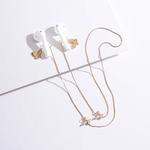 Universal Anti-lost Chain for Wireless Earphones Sweet and Simple Commuter Zircon Butterfly Anti-lost Necklace(Golden)