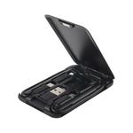 Data Cable Card Storage Box with Mobile Phone Holder & Card Picking Pin(Black)