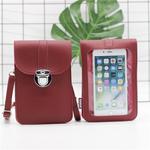 Lock Buckle Messenger PU Leather Touch Screen Mobile Phone Bag For Mobile Phones Below 6.5 Inches(Red)