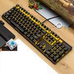 Ajazz 104 Keys Yellow Color Desktop Computer Notebook Gaming Wired Mechanical Keyboard, Cable Length: 1.5m, Style:Green Shaft(Black)