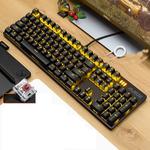 Ajazz 104 Keys Yellow Color Desktop Computer Notebook Gaming Wired Mechanical Keyboard, Cable Length: 1.5m, Style:Tea Shaft(Black)