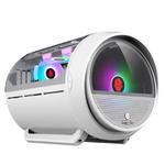 GAMEKM Genki Bomb Personality Gaming Internet Cafe Side Through Gaming Case USB 3.0 Water-cooled Desktop Computer Case(White)