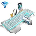 K680 Rechargeable Wireless Keyboard and Mouse Set(Silver White Ice Blue)
