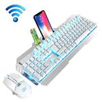 670 Wireless Charging Gaming Glow Keyboard and Mouse Set(White Ice Blue)