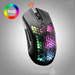 FREEDOM-WOLF X2 12000 DPI 7 Keys Honeycomb Hollow RGB Dual-modes Gaming Mechanical Computer Notebook Wireless Mouse(Black)