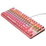 LEAVEN K550 87 Keys Green Shaft Gaming Athletic Office Notebook Punk Mechanical Keyboard, Cable Length: 1.8m(Pink)